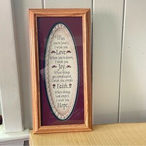 LAST CHANCE Framed Inspirational Wall Art Love Joy Faith Hope Retro Home Decor